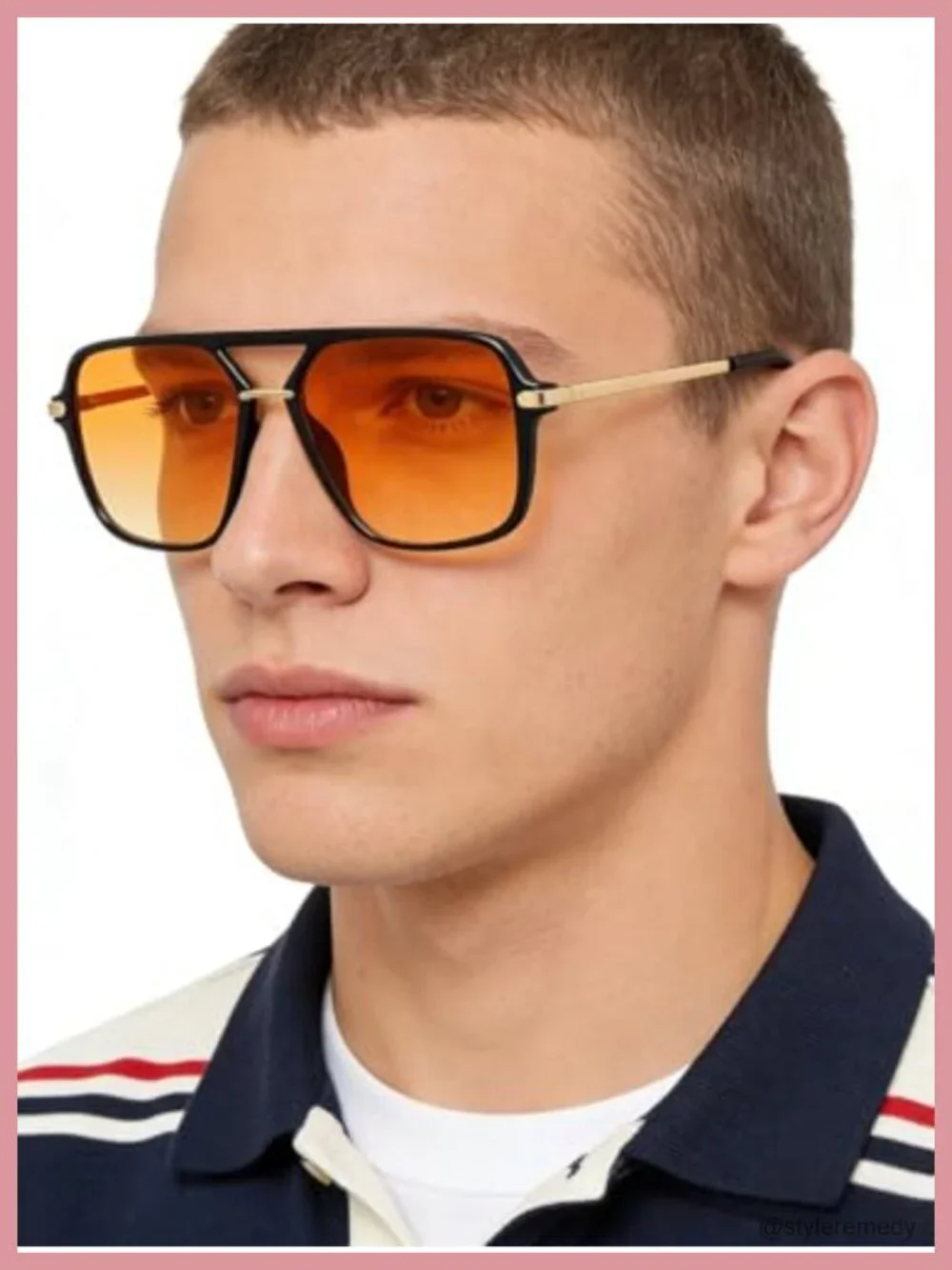 Retro Square Tinted Lens Aviator Sunglasses Tangle Free No Nose Piece